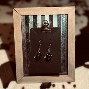 Elegant Black Feather Dice Earrings